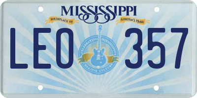 MS license plate LEO357