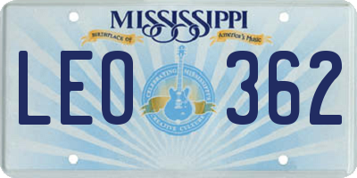 MS license plate LEO362