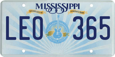 MS license plate LEO365