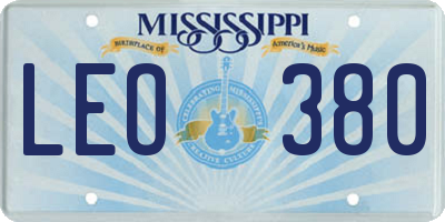 MS license plate LEO380