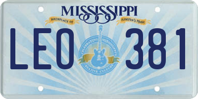 MS license plate LEO381