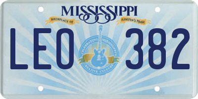 MS license plate LEO382