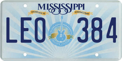 MS license plate LEO384