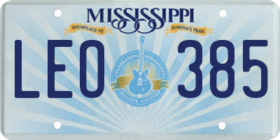 MS license plate LEO385