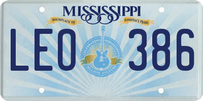 MS license plate LEO386