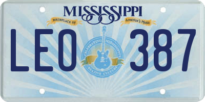 MS license plate LEO387