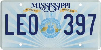 MS license plate LEO397