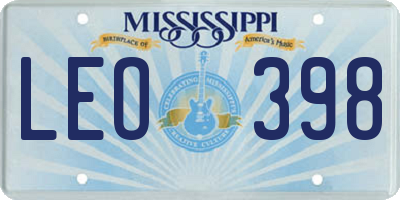 MS license plate LEO398