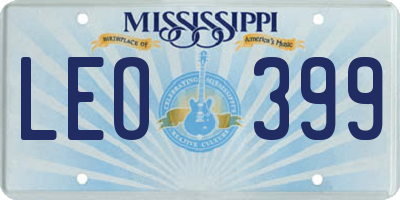 MS license plate LEO399