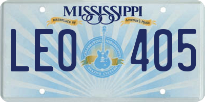 MS license plate LEO405