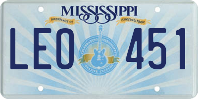 MS license plate LEO451