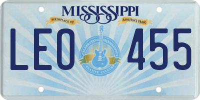 MS license plate LEO455