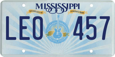 MS license plate LEO457