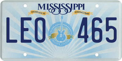 MS license plate LEO465