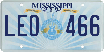 MS license plate LEO466