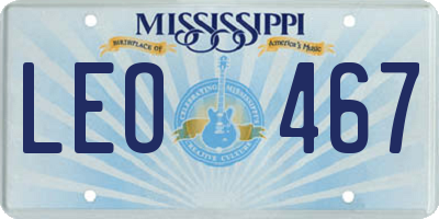 MS license plate LEO467