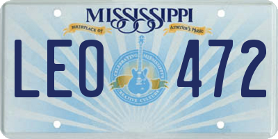 MS license plate LEO472