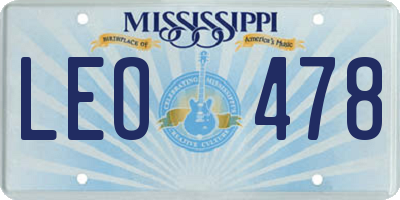 MS license plate LEO478
