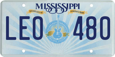 MS license plate LEO480