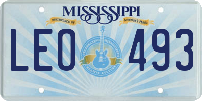 MS license plate LEO493