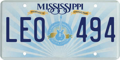 MS license plate LEO494