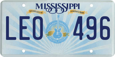 MS license plate LEO496