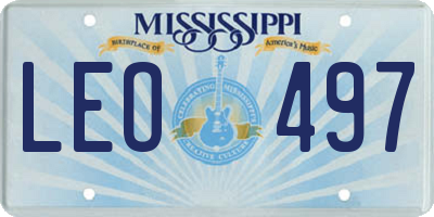 MS license plate LEO497