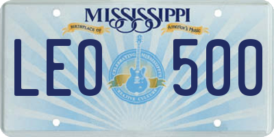 MS license plate LEO500