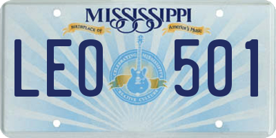 MS license plate LEO501