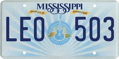 MS license plate LEO503