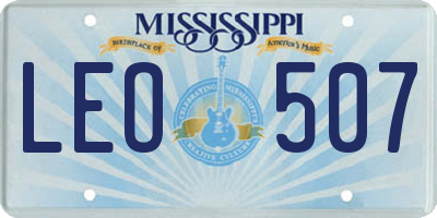 MS license plate LEO507