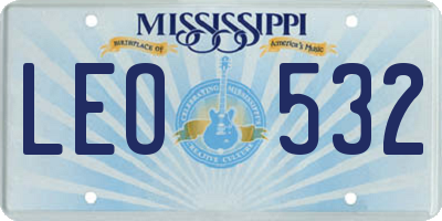 MS license plate LEO532