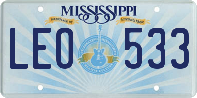 MS license plate LEO533