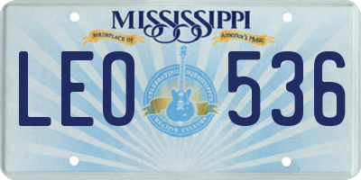 MS license plate LEO536
