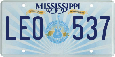 MS license plate LEO537