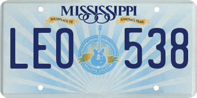 MS license plate LEO538