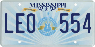 MS license plate LEO554