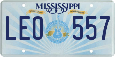 MS license plate LEO557