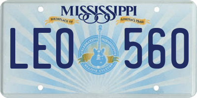 MS license plate LEO560