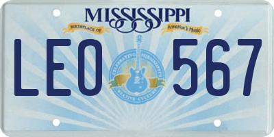 MS license plate LEO567