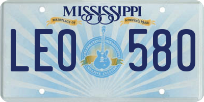 MS license plate LEO580