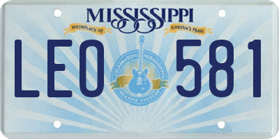 MS license plate LEO581