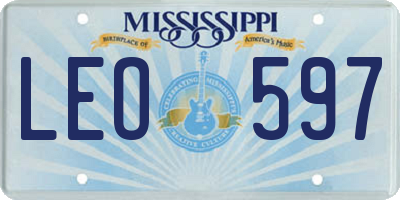 MS license plate LEO597