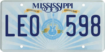 MS license plate LEO598