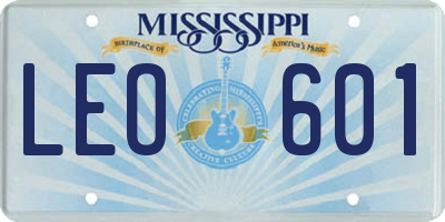 MS license plate LEO601