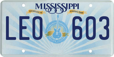 MS license plate LEO603