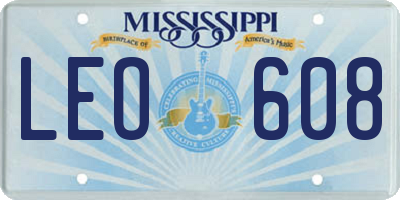 MS license plate LEO608