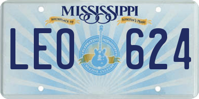 MS license plate LEO624