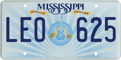 MS license plate LEO625
