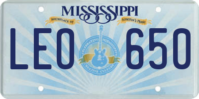 MS license plate LEO650